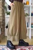 Bennie Quirky Barrel Pant Deep Olive Pin Stripe